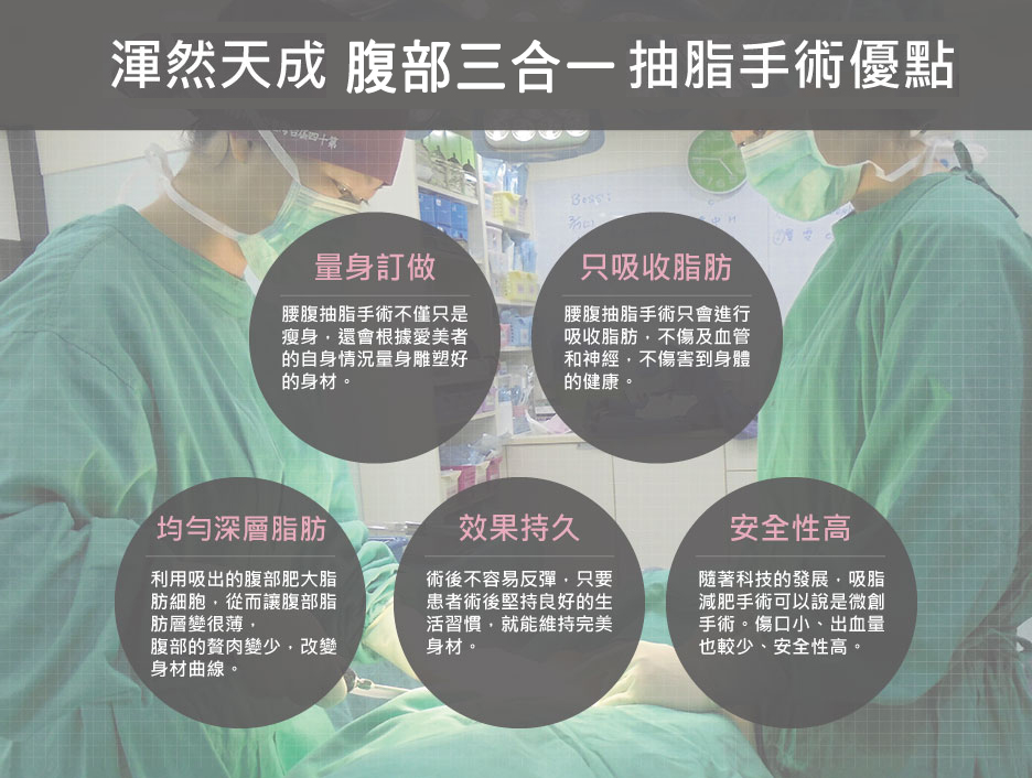 渾然天成整形醫美|腹部三合一抽脂-腹部三合一抽脂手術的優點。 渾然天成整形醫美|腹部三合一抽脂-腹部三合一抽脂手術的優點。